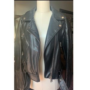 Zara Faux Leather Black Biker Jacket